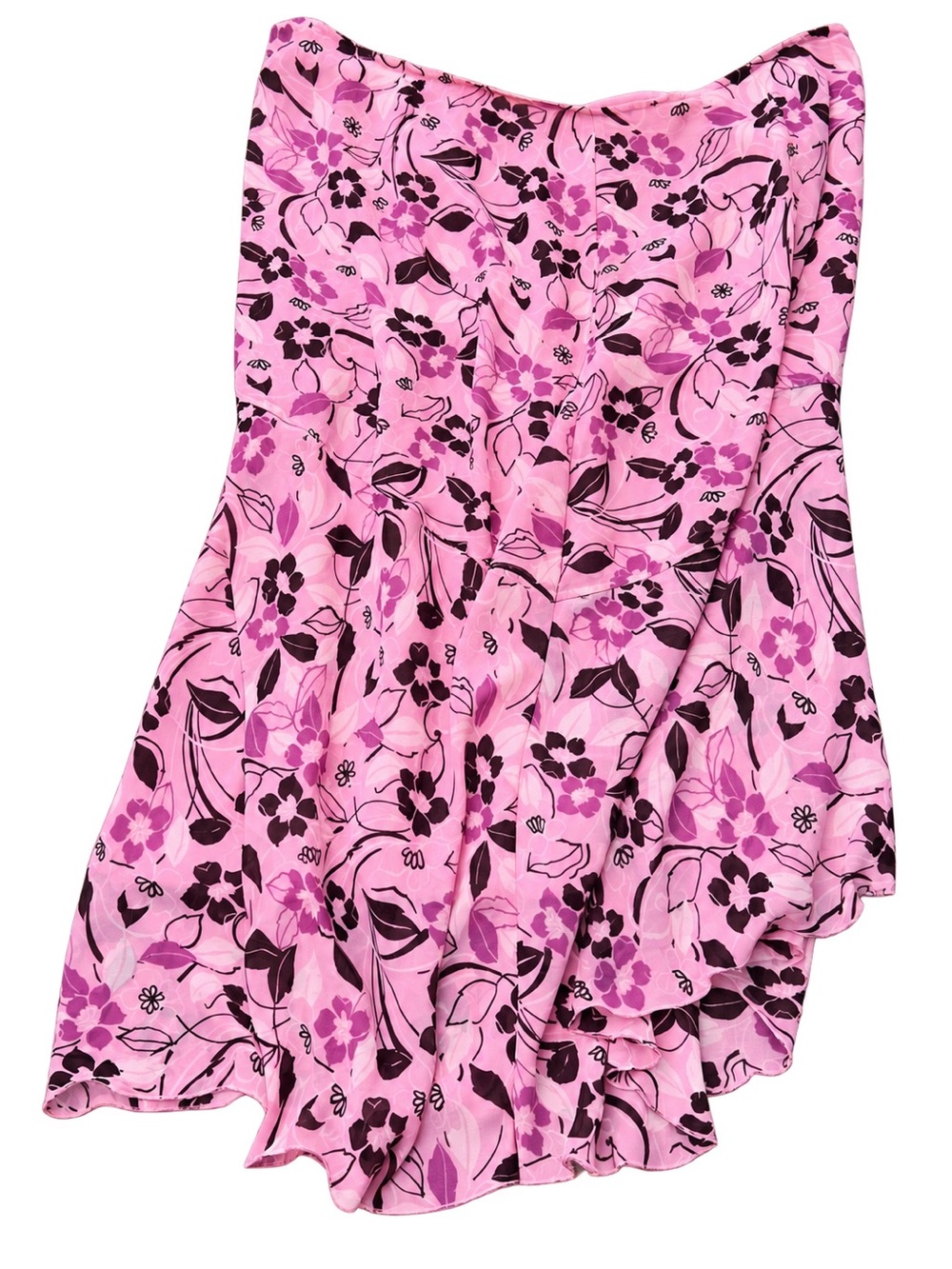 Jaclyn Smith Pink Floral Asymmetrical Ruffled Skirt